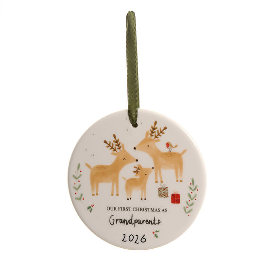 Grandparent’s First Christmas Reindeer & Rabbit 2026 ceramic decoration