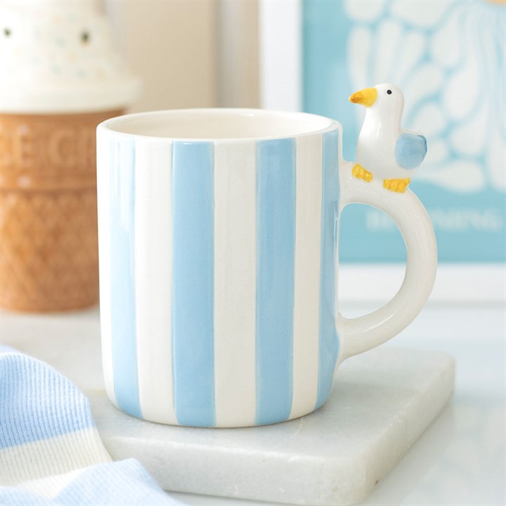 Striped Seagull Ceramic Mug