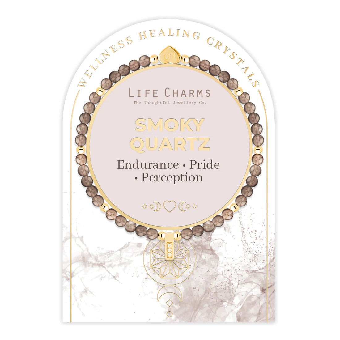 Smoky Quartz & Gold Beads Healing Crystals Bracelet