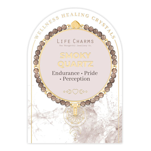 Smoky Quartz & Gold Beads Healing Crystals Bracelet
