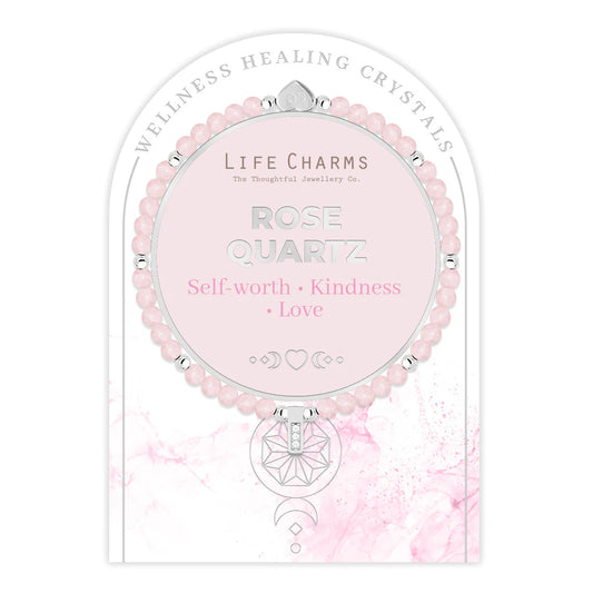 Rose Quartz & Silver Healing Crystals Bracelet