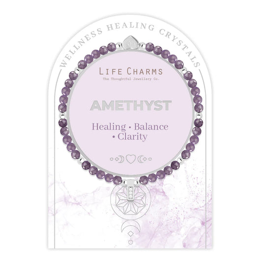 Amethyst & Silver Healing Crystals Bracelet