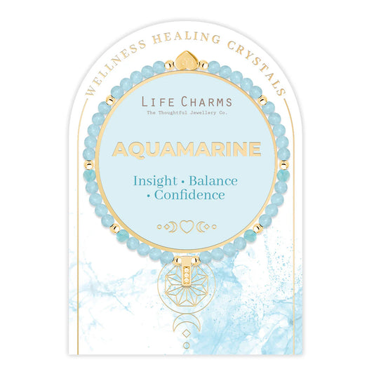 Aquamarine & Gold Healing Crystals Bracelet