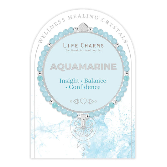 Aquamarine & Silver Healing Crystals Bracelet