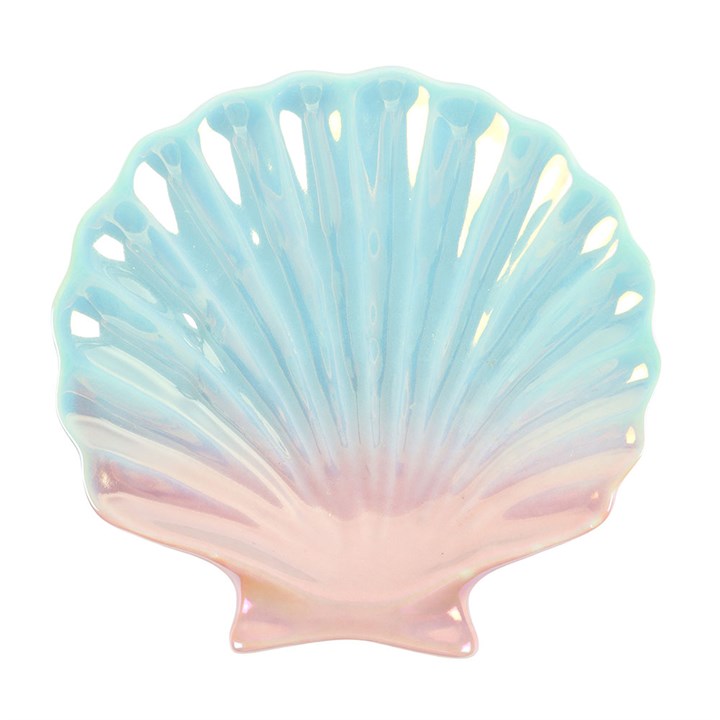 Iridescent shell ceramic trinket dish