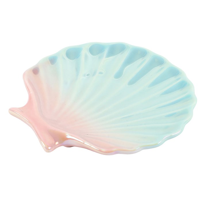 Iridescent shell ceramic trinket dish