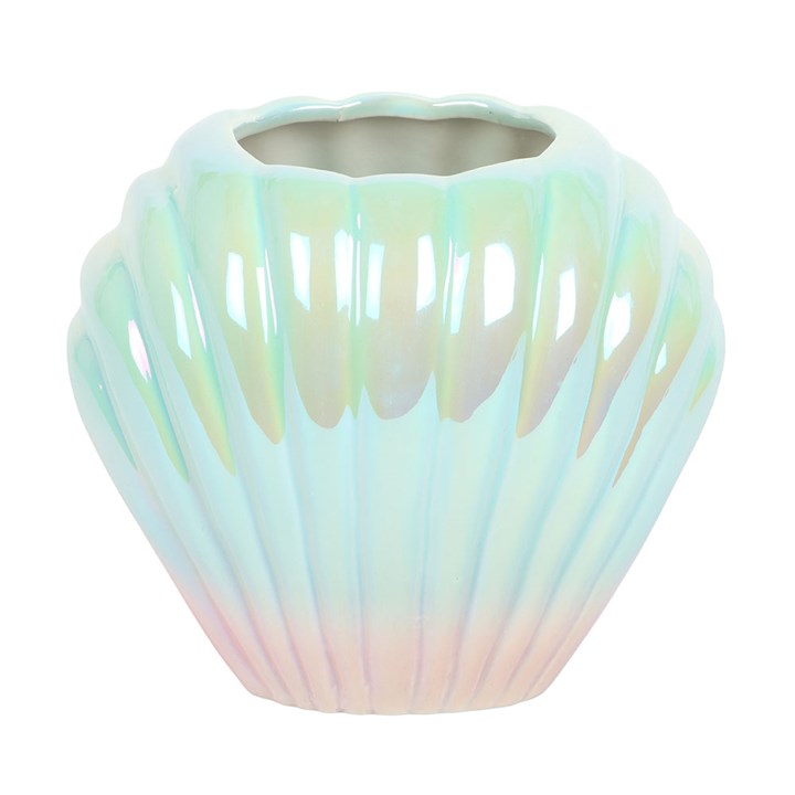 Iridescent shell ceramic flower vase