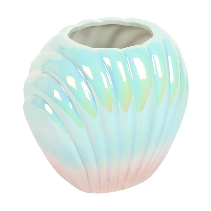 Iridescent shell ceramic flower vase