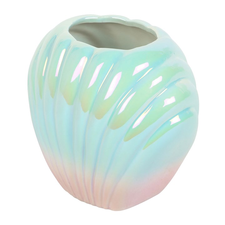 Iridescent shell ceramic flower vase