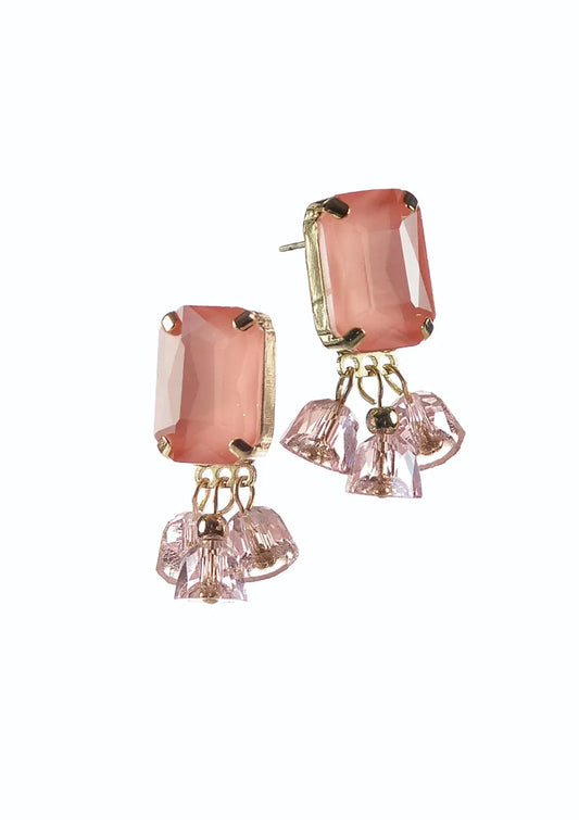 Hot Tomato - E - Amour Studs W/Droplets - Old Rose Earrings