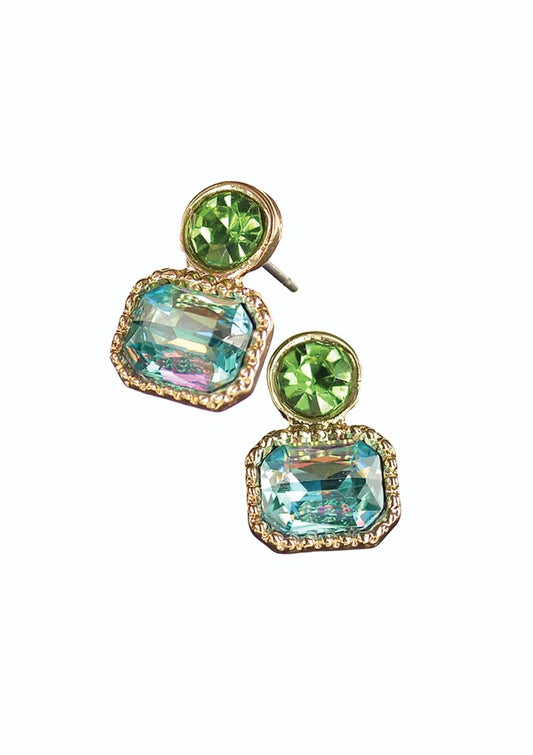 Hot Tomato - E - Double-Act Stud - Apple Green / Iridescence Earrings