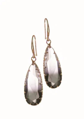 Hot Tomato - E - Facetted Two-Tone Teardrop - Black & Brilliant