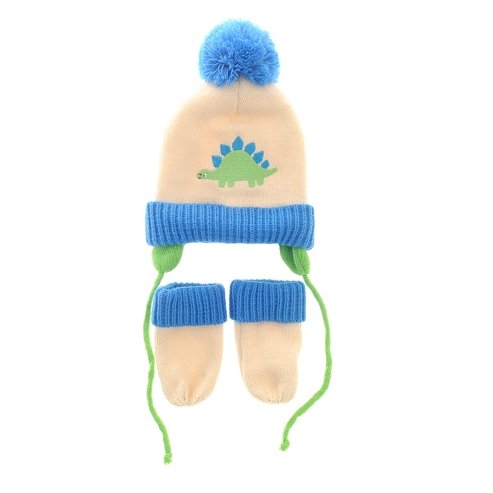 Dinosaur Wolly Hat & Mitten Set