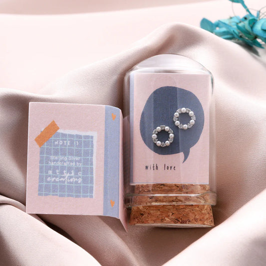 Attic Creations -  LITTLE NOTE Mini pearls in circle earrings SILVER