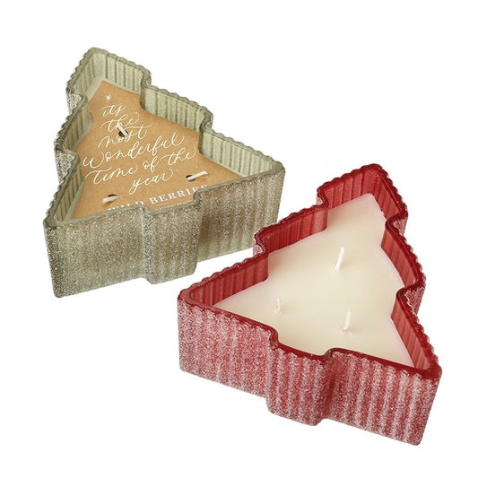 Glass Frosted Candle Christmas Berry Mix