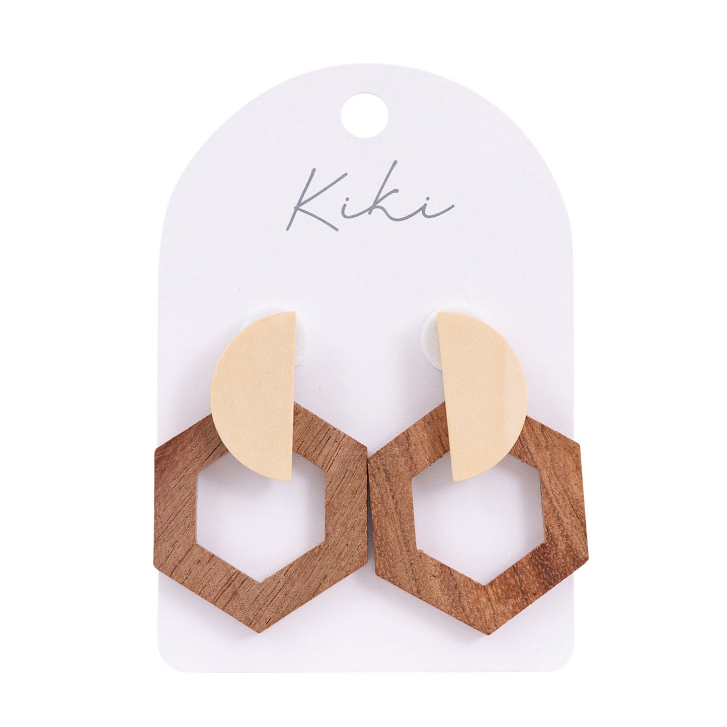 KiKi - Wooden Hexagon Earrings
