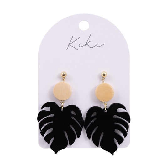 Sale - KiKi - Black Leaf Earrings