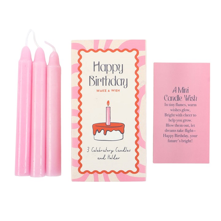 Set of 3 birthday candles in a box
