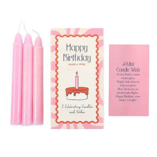 Set of 3 birthday candles in a box