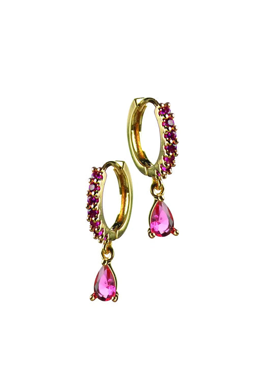 Hot Tomato - E - Tiny Tears Captured - Fabulous Fuchsia Zircon / Gold