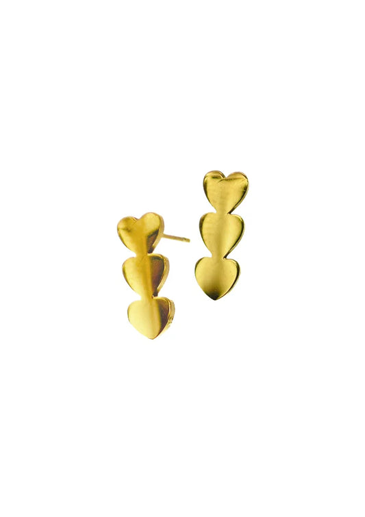 Hot Tomato - E - Tryptich of Micro Hearts - GOLDFinish