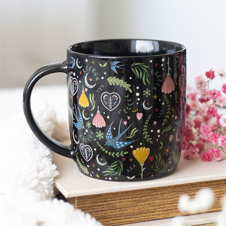 Black Midnight Bloom Mug