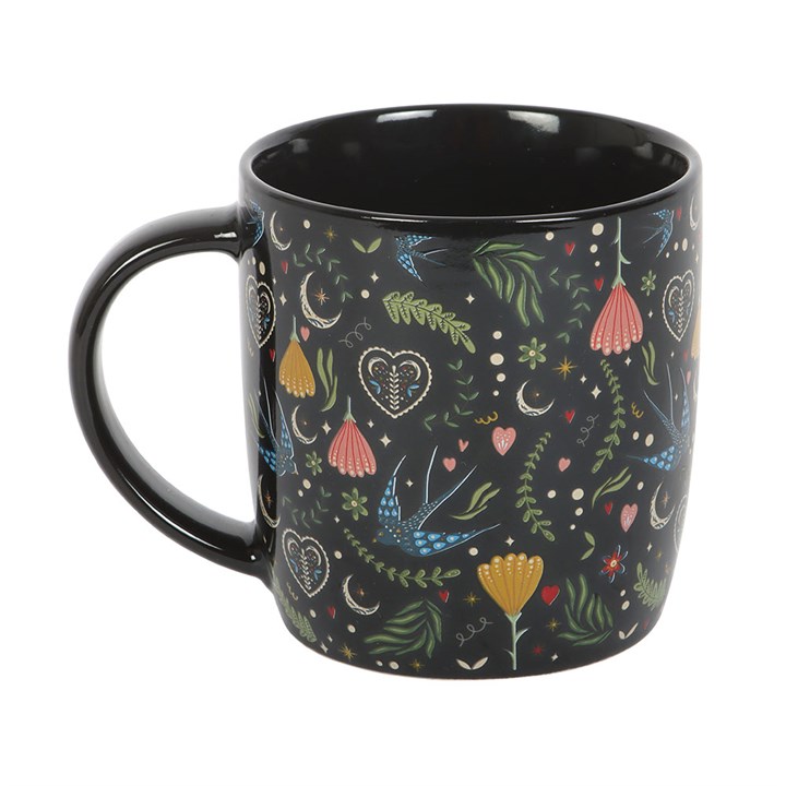 Black Midnight Bloom Mug
