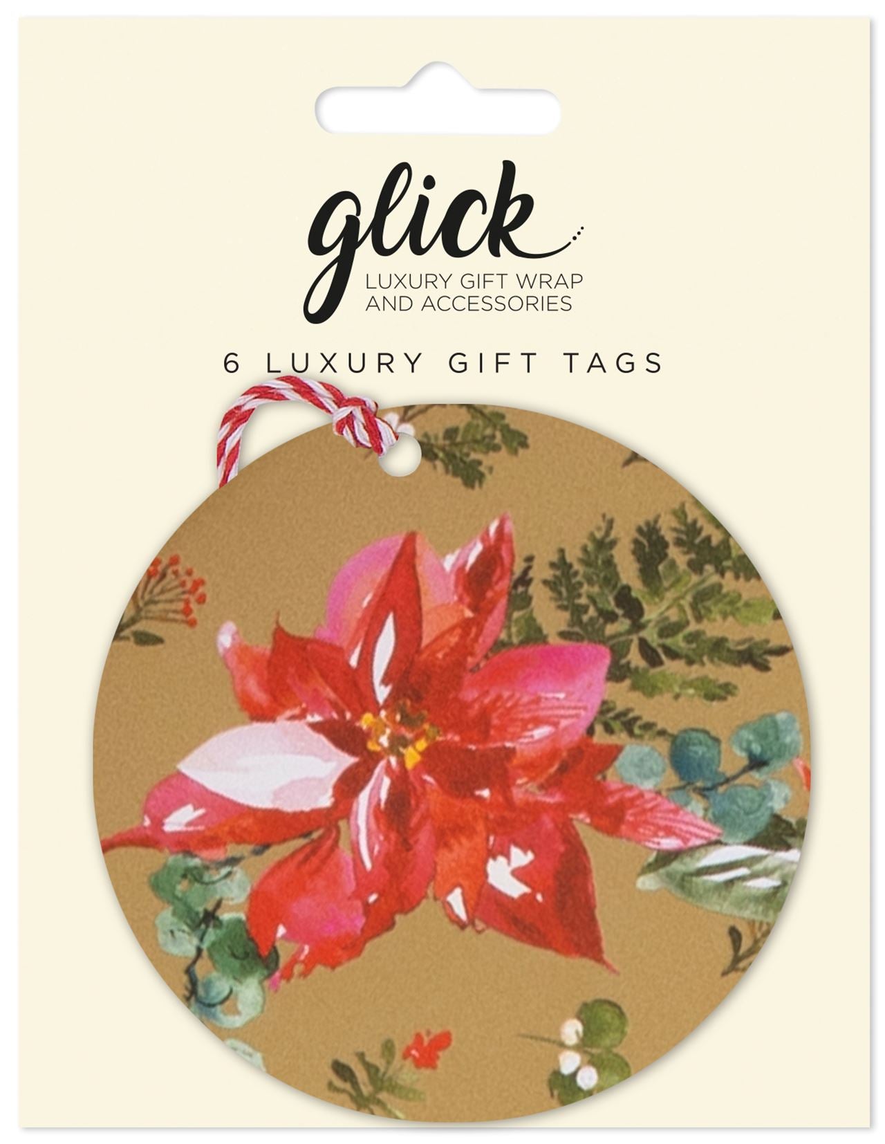 Pack of 6 Luxury Tags - POINSETTIA GOLD