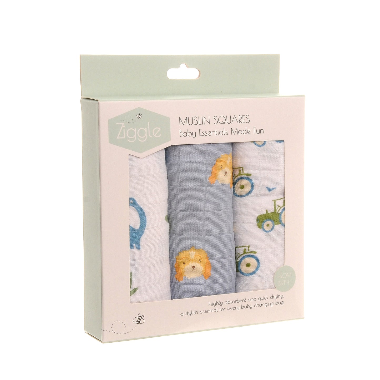 Muslin Squares set of 3 - Blue