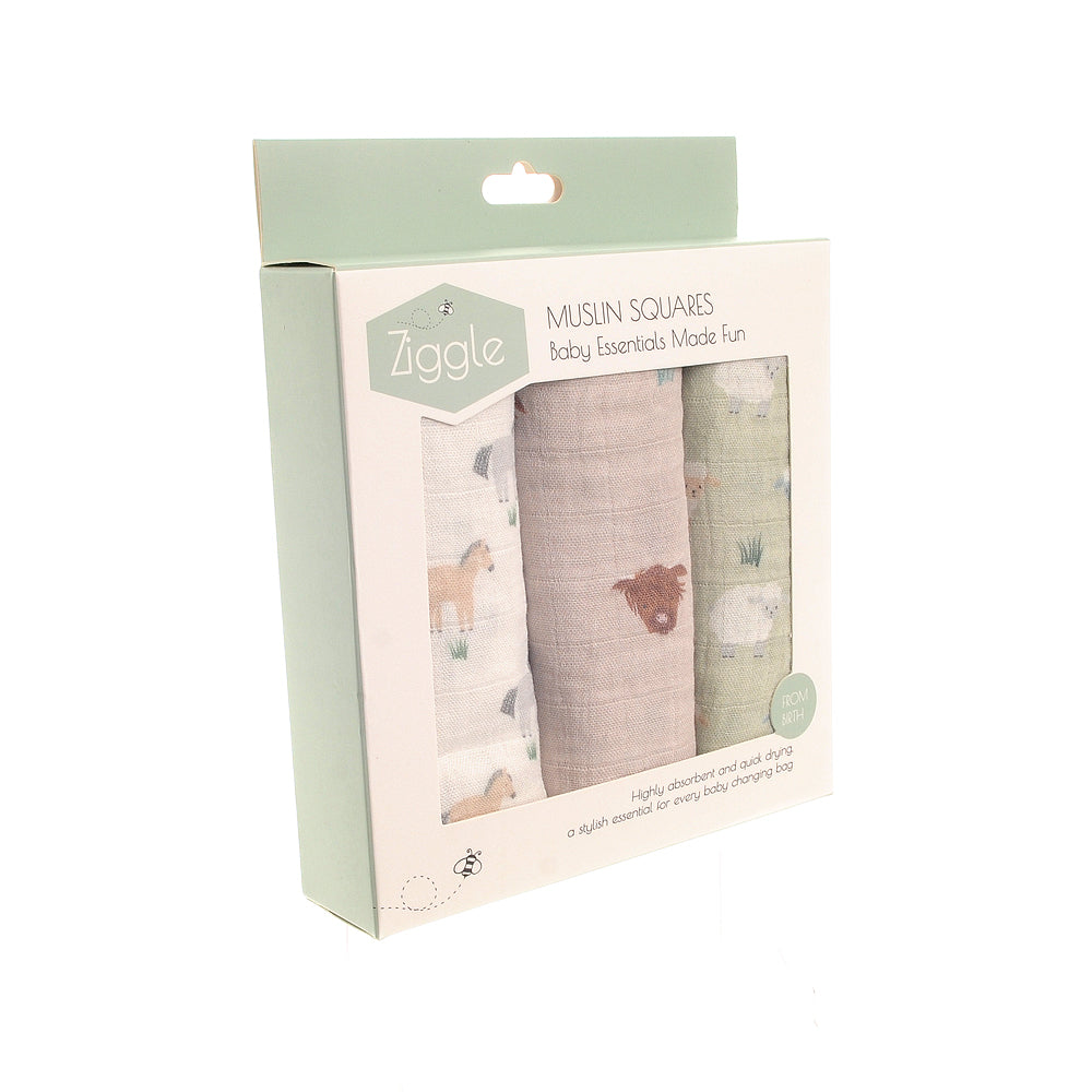 Muslin Squares set of 3 - Country Life
