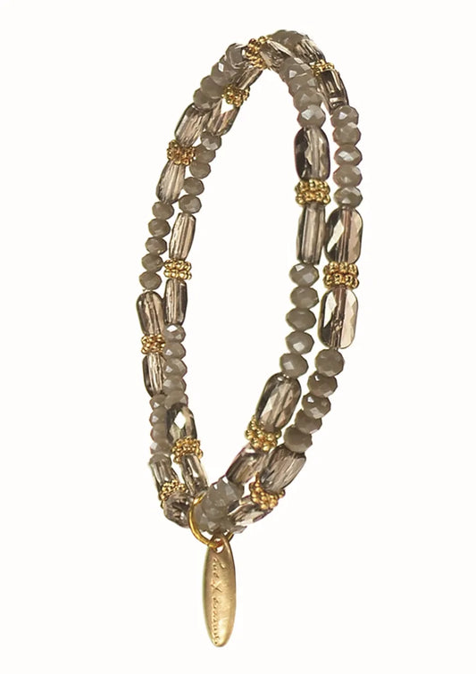 Hot Tomato -B - Duet Shimmer Bracelet - Grey/Gold