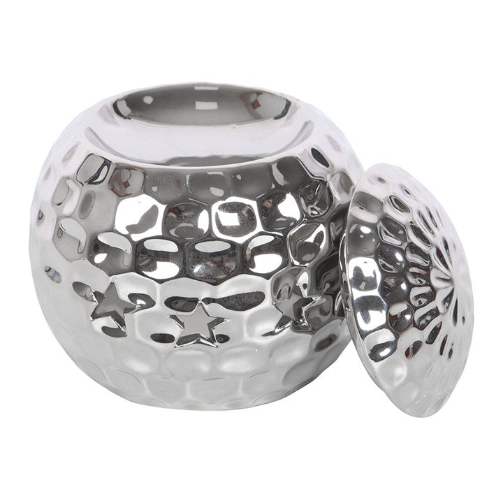 Silver Disco Ball Shaped Ceramic Oil Burner