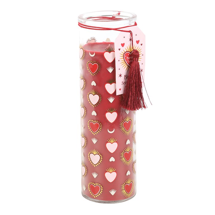 Sacred heart print black fig tube candle