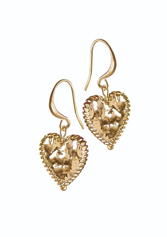 Hot Tomato - E - Cookie Heart Drops - Worn Gold