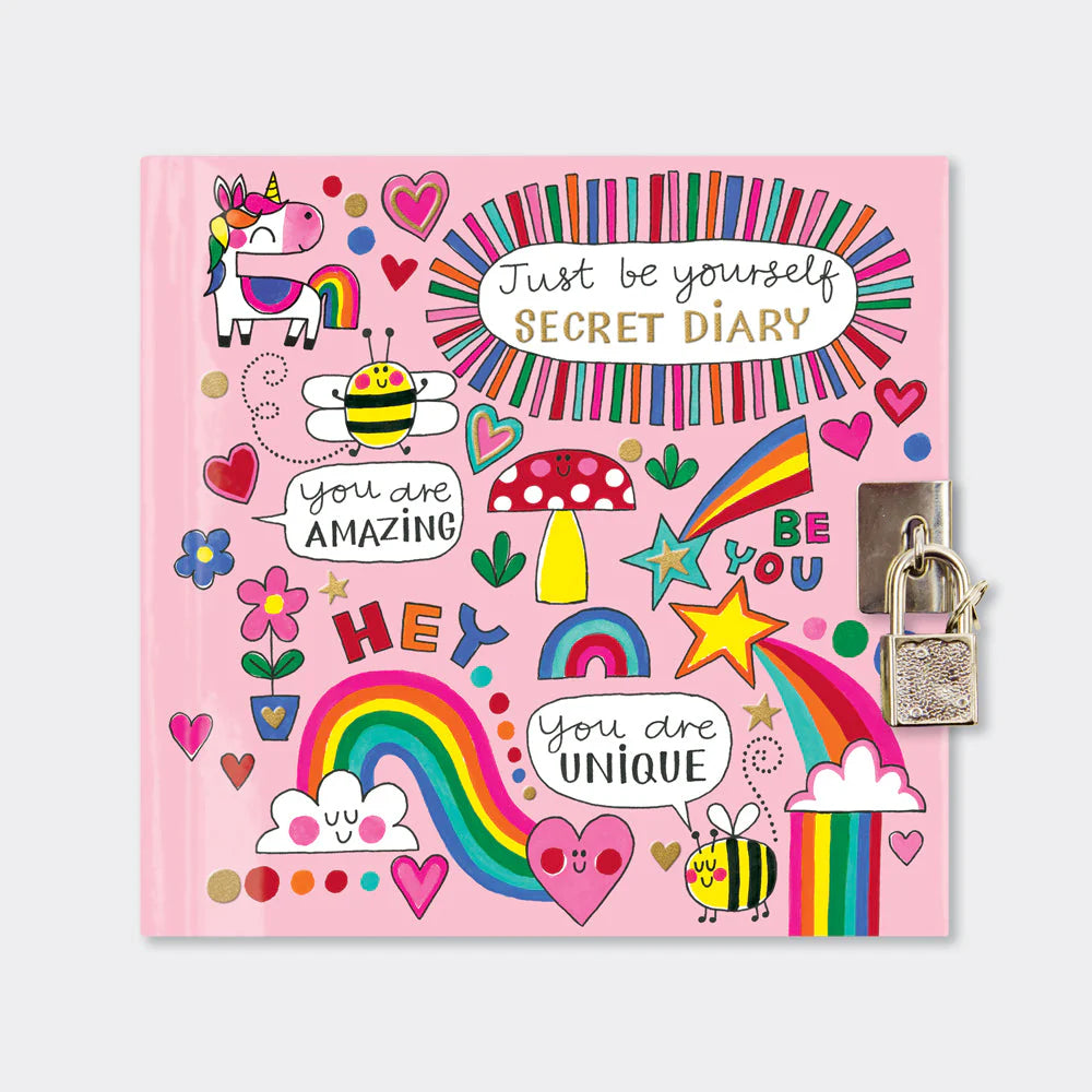Lockable Secret Diary - Unicorns, Rainbows & Bees/Just Be Yourself