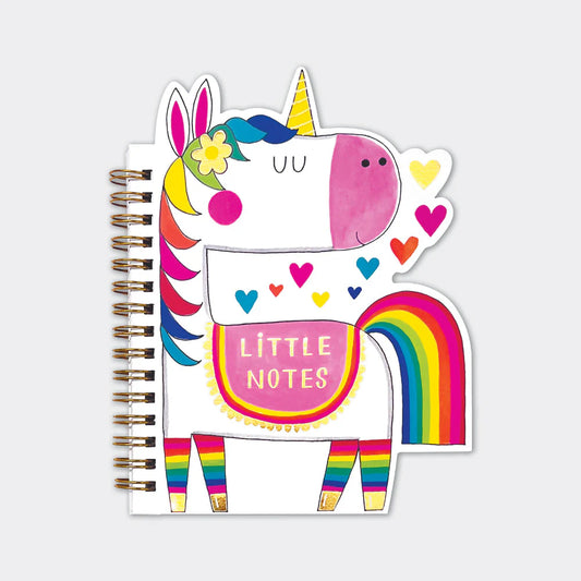 Magical Unicorn Shaped Wire Bound Notebook | Gold Foil & Rainbow