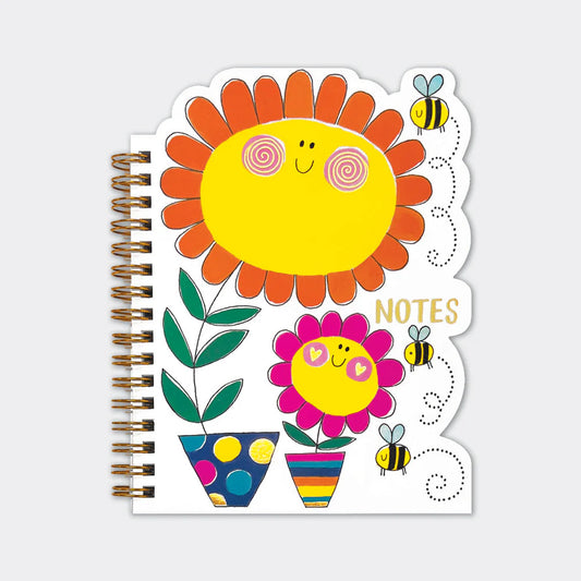 Cheerful Flower Shaped Wire Bound Notebook | Gold Foil & Bees