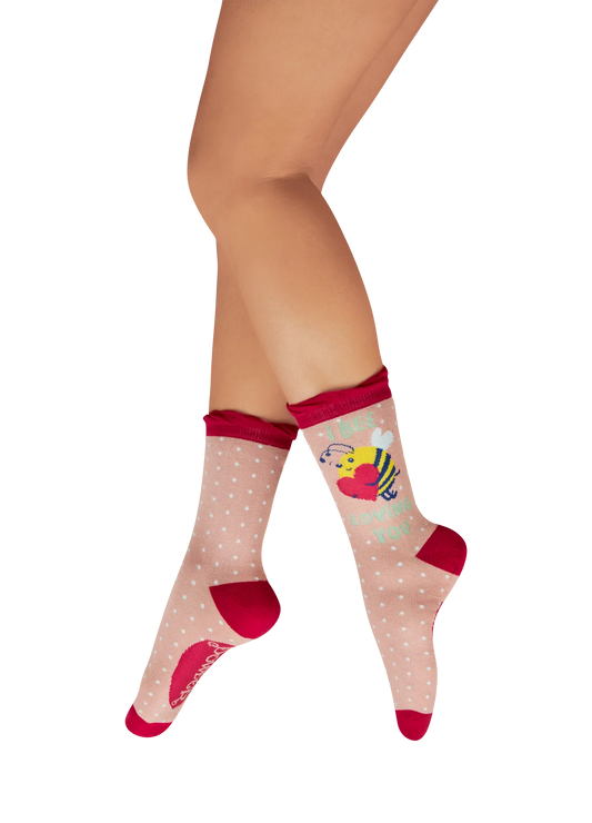 Powder Ladies' Ankle Socks - I Bee Loving You - Petal