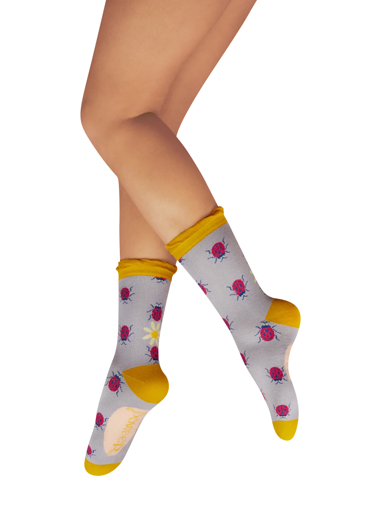Ladies Ankle Socks - Lovely Ladybirds - Lilac