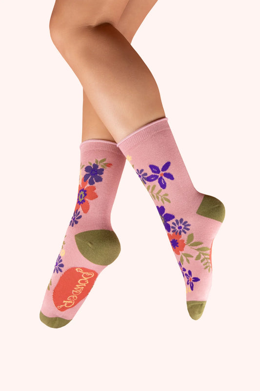 Power Women's Socks - Floral Spray - Candy
