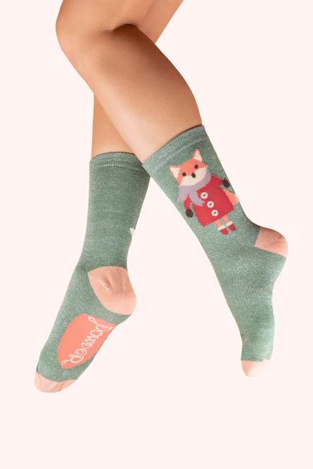 Power Women Socks - Glitter Fox