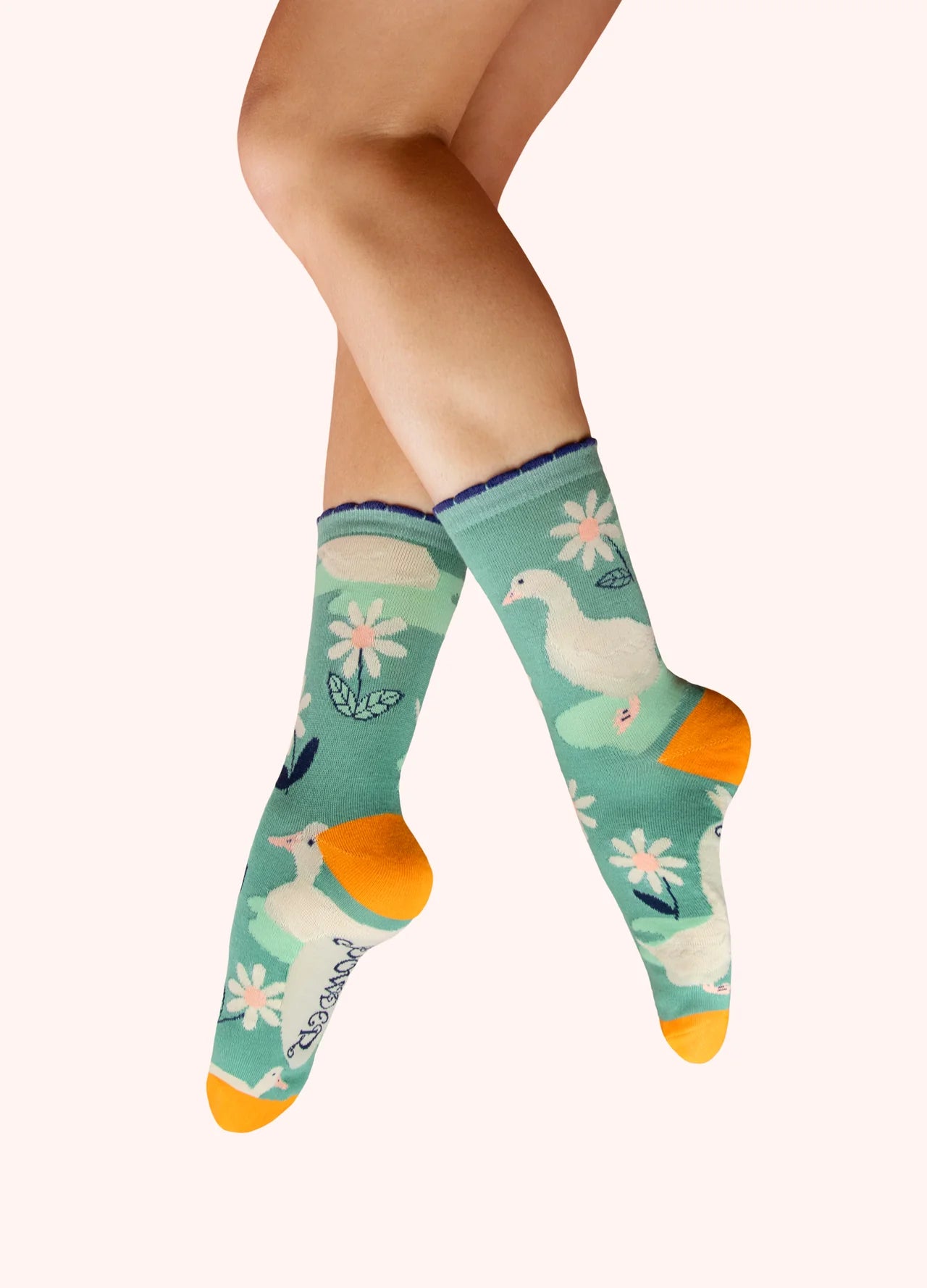 Power Women Socks - Daisy Ducks in Jade