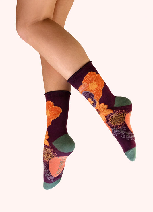 Powder Ladies Ankle Socks - Beautiful Bouquet