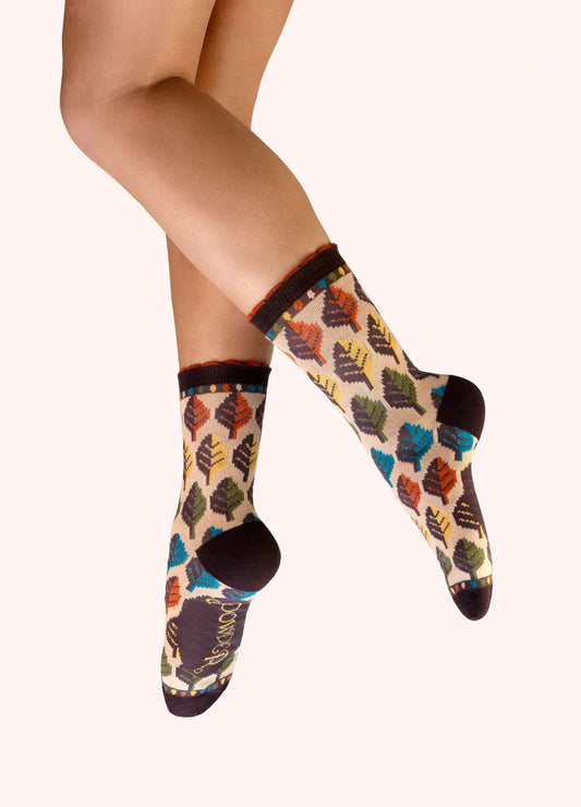 Powder Ladies Ankle Socks -  Leaves