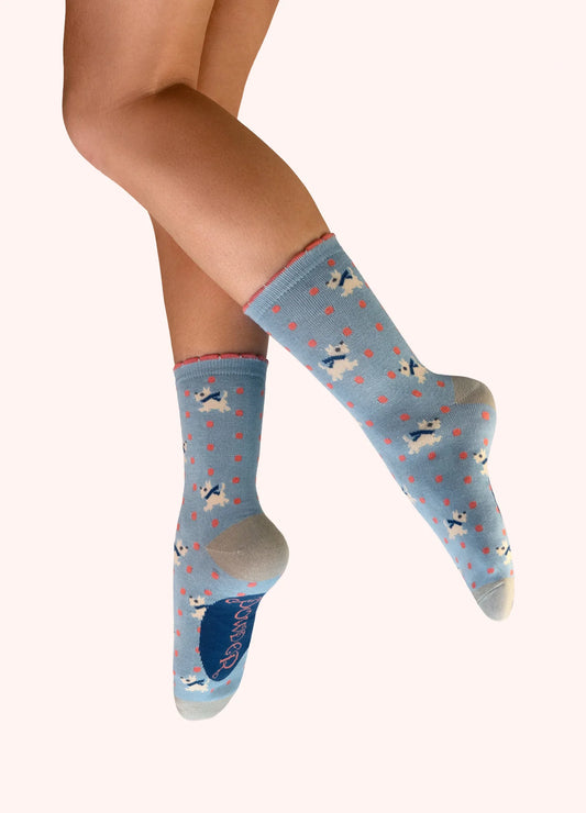 Powder Ladies Ankle Socks -  Woolly Westies - Ice