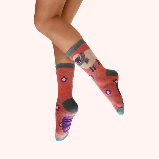 Powder Ladies Ankle Socks -  Sheep in a Scarf Glitter