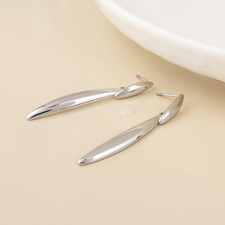 POM - Orion stainless steel platinum plated elegant narrow drop earrings
