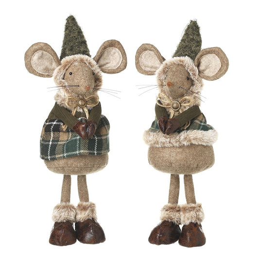 Standing Mr & Mrs Mouse With Tartan Coat