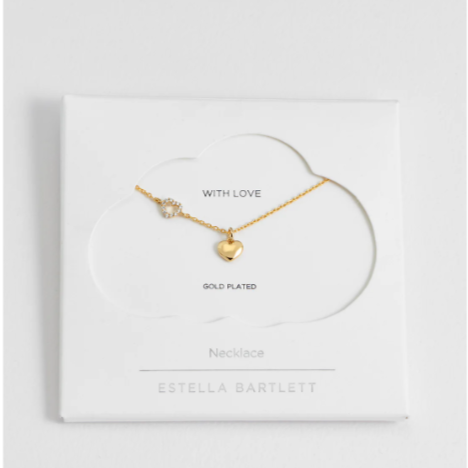 Estella Bartlett - Heart Charm With Open Cz Heart Necklace