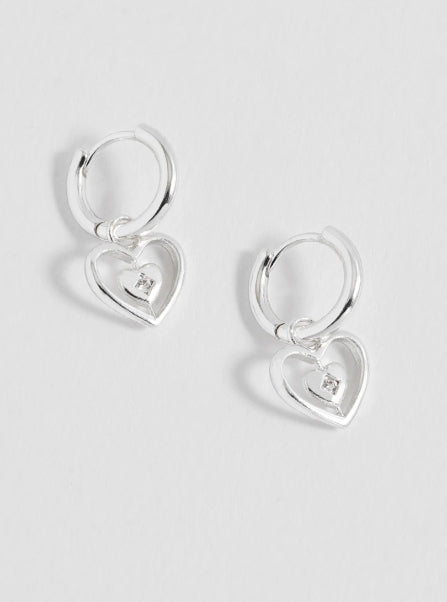 Estella Bartlett - Enveloped CZ Heart Huggie Hoops